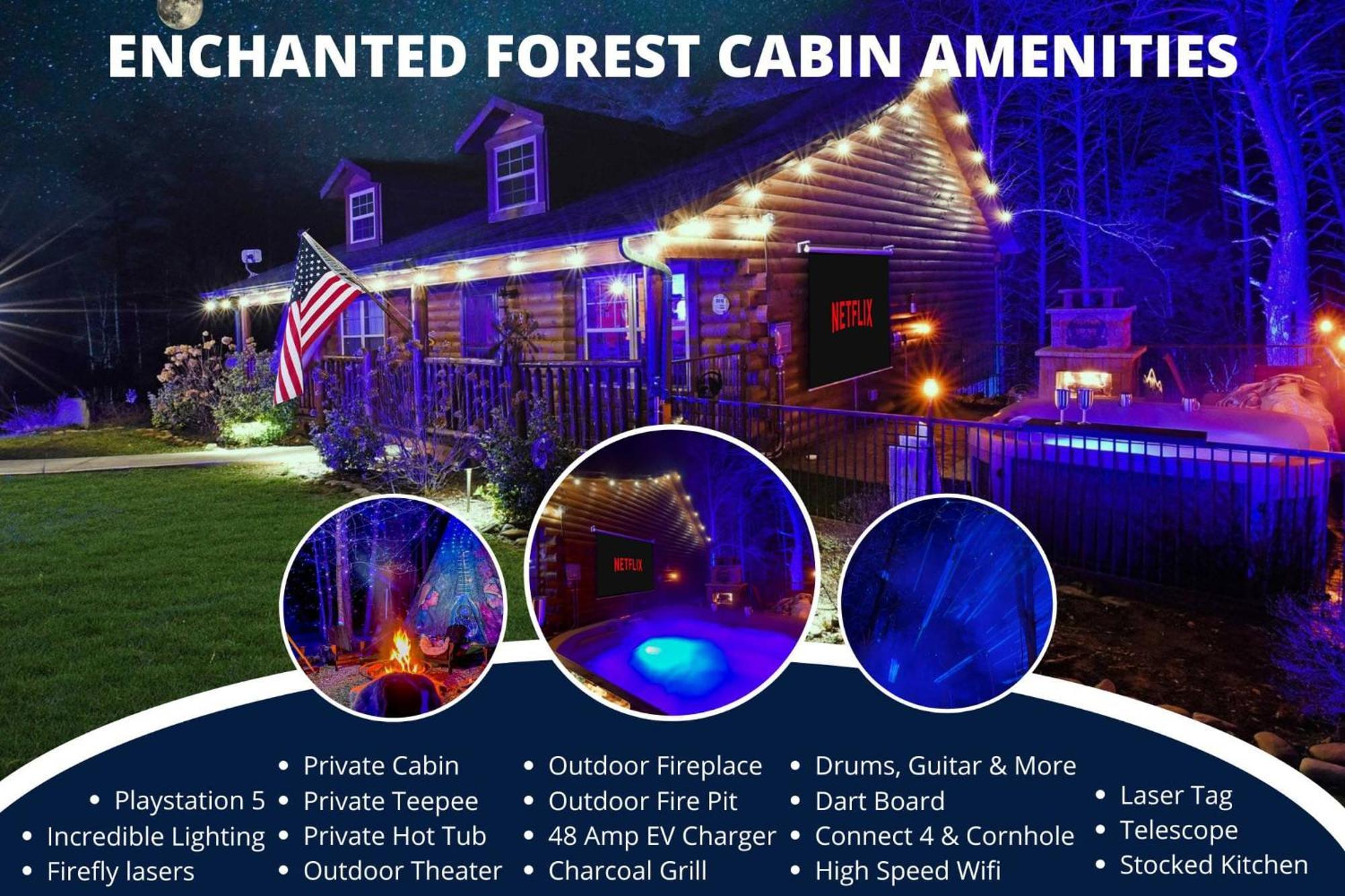 Enchanted Forest Cabin And Teepee! Lights & Laser Show! Private Hot Tub! Unique Stay! Sevierville Bagian luar foto